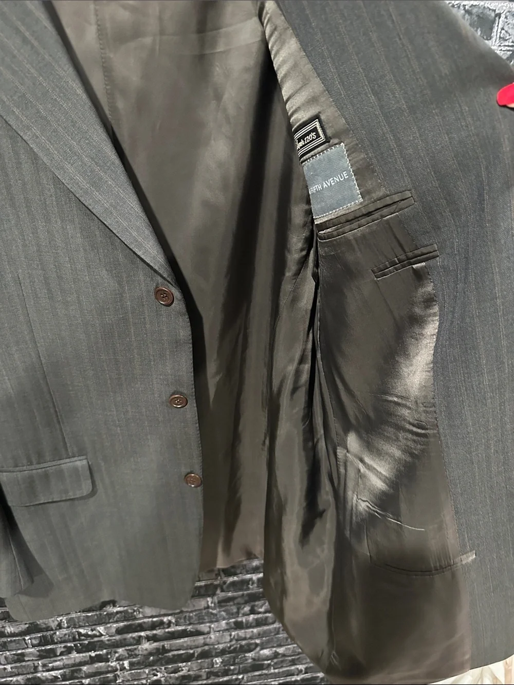 Canali Men's Gray & Brown Pinstripe Three-Button Suit Jacket